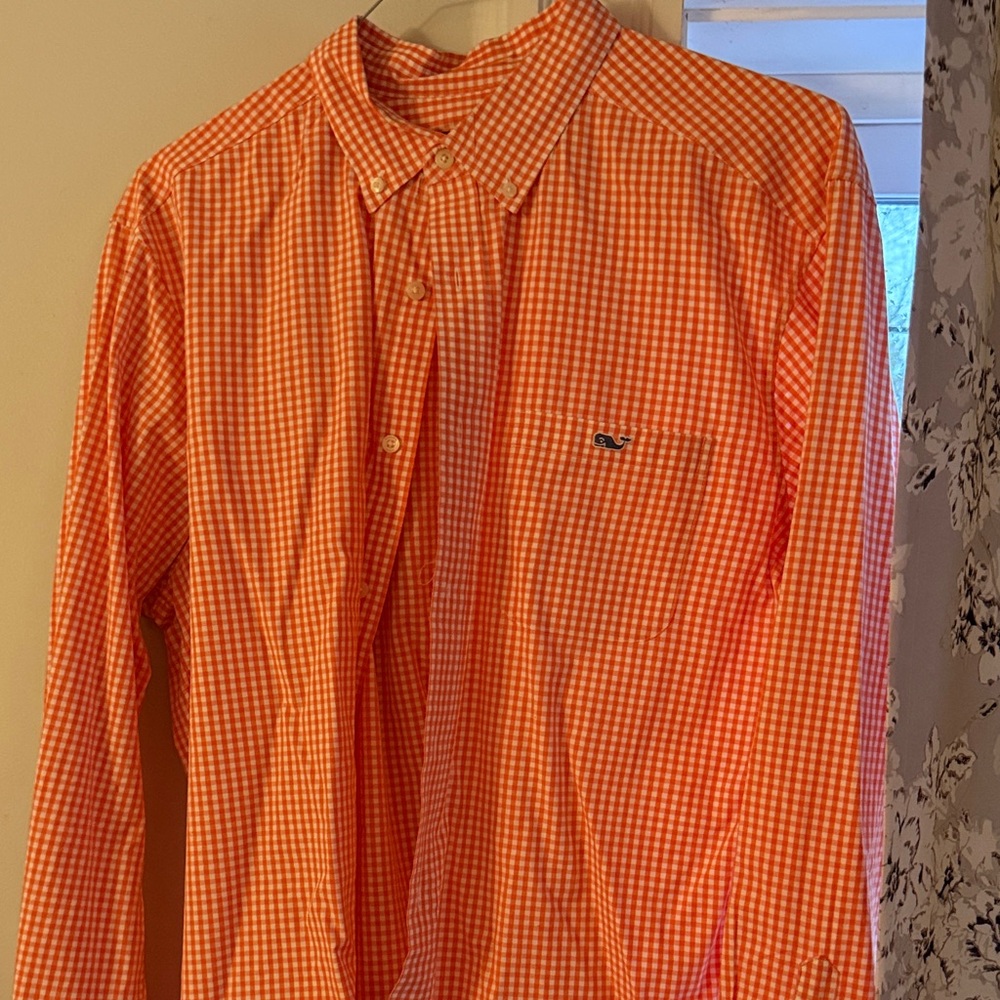 Vineyard Vines Orange Checkered Men's Shirt